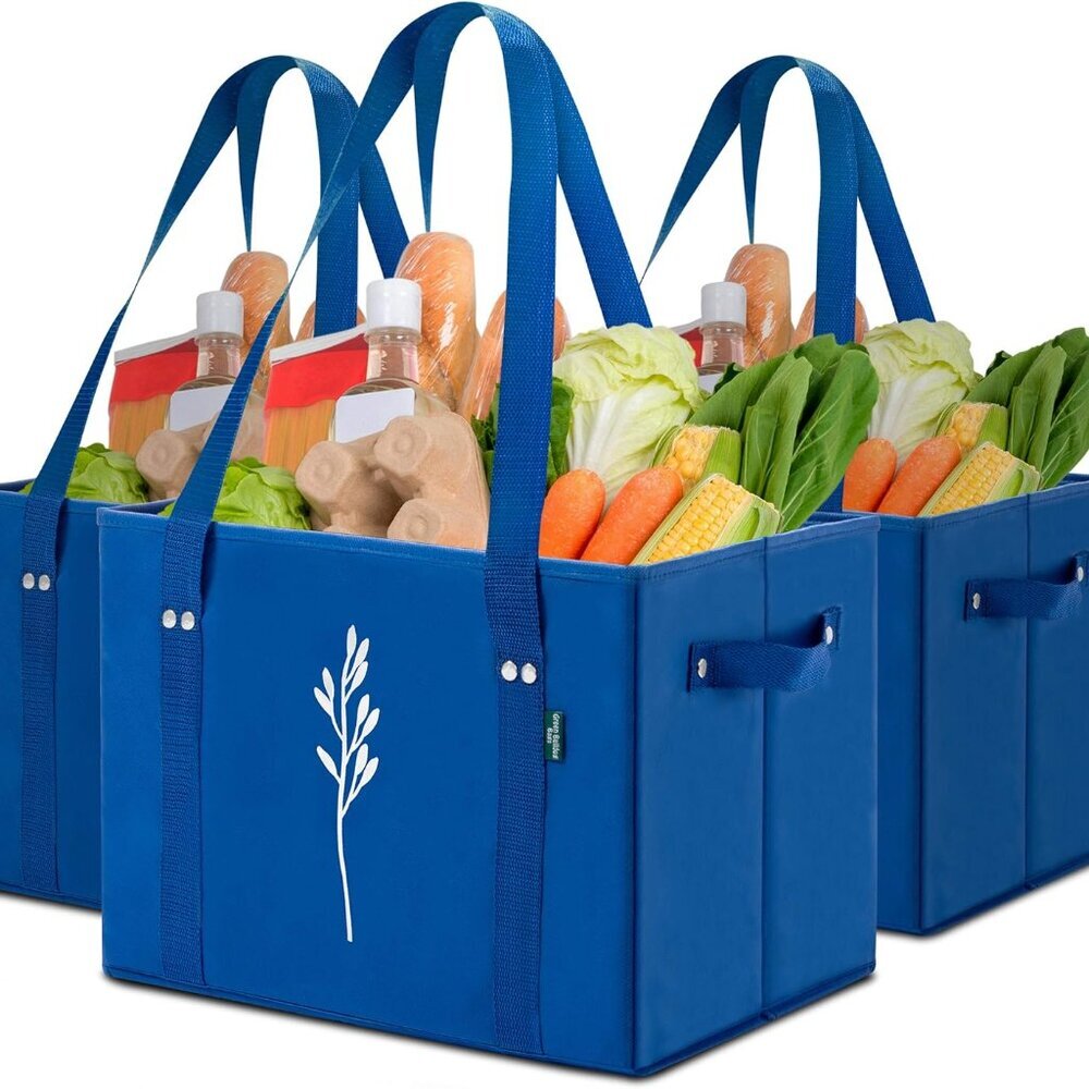 Green Bulldog Reusable Grocery Bags - Heavy Duty Reusable Shopping Tote Bags W/L